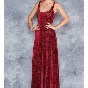 BURNED VELVET WINE MAXI DRESS - LIMITED